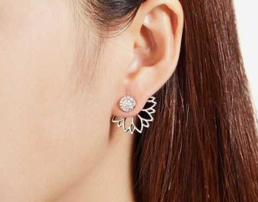 Open Lotus Flower Stud Earrings