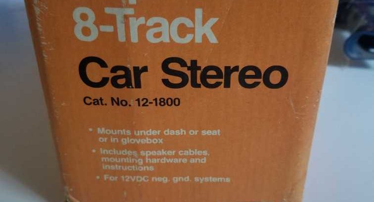 realistic super mini 8 track car stereo under dash vintage new in box never used.