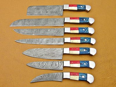 Handemade damascus chef set