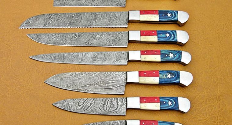 Handemade damascus chef set