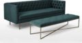Modern Couch Living Room Furniture Green Velvet Sofa with Bench