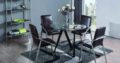 European Style Dining Room Furniture Stainless Steel and Nature Marble Table