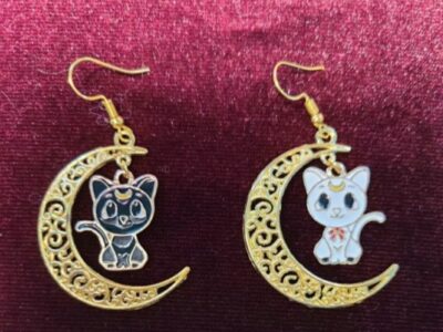 Sailor moon earrings luna Artemis moon mom fashion cat lover cats