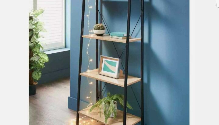 Michigan Ladder Shelving Unit 4 Tier Display Stand Book Shelf Wall Rack Storage