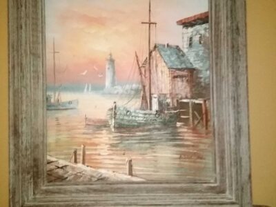 Nautical oil canvas painting by Max Savy
