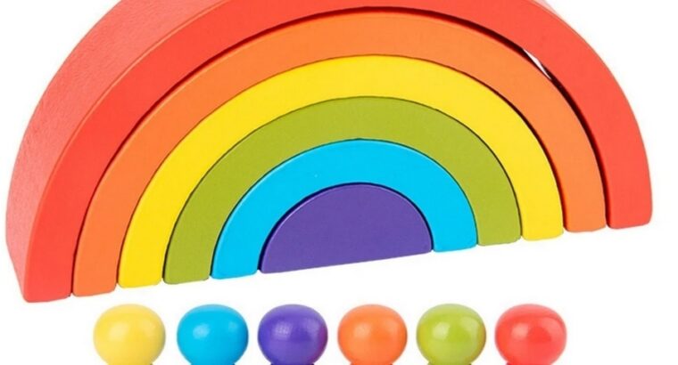 Wooden Rainbow Blocks for Kids