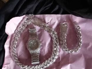 Sterling silver diamond bra set anklet necklace earrings