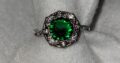 Emerald Sterling Silver Ring size 6