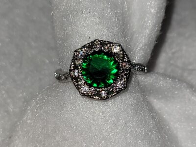 Emerald Sterling Silver Ring size 6