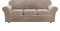 Modern Velvet Plush 4 Piece High Stretch Sofa Slip