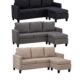 3 Colors Linen Fabric Sectional Double Chaise Long
