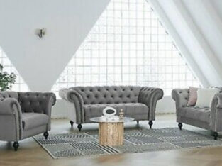 Velvet Fabric Sofa Chesterfield Style Modern Couch