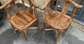 Pair of corner chairs / solid hardwood carved chai