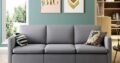Convertible Sectional Sofa Couch, Modern Linen Fab