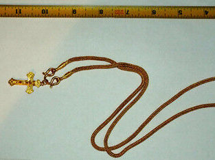 24K PURE GOLD BRADE NECKLASS WITH CROSS