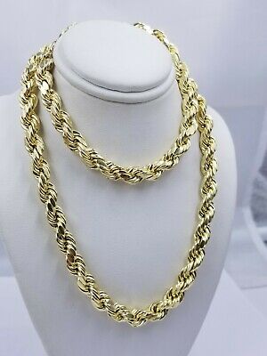 Real Gold 10k Rope Necklace Mens Chain 8mm 18″-30″