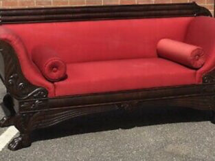 Antique Mahogany 3 Seater Sofa With Curved Ends An