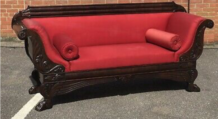 Antique Mahogany 3 Seater Sofa With Curved Ends An