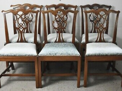 CRAFTIQUE Chippendale Mahogany Dining Room Chairs,
