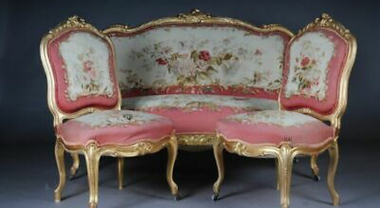 Louis XV Gobelin Tapestry/Tapestry Lounge Suite, N