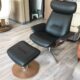 Fjords Riva Black Leather Swivel Recliner Chair