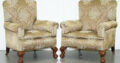 VICTORIAN THREE PIECE SUITE DROP ARM SOFA AND PAIR O