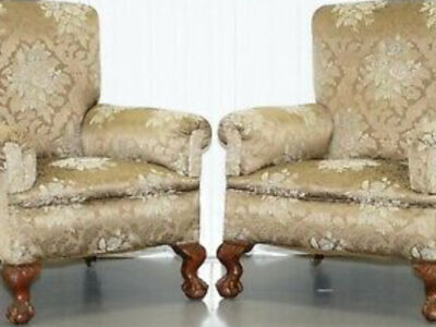 VICTORIAN THREE PIECE SUITE DROP ARM SOFA AND PAIR O
