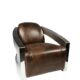 Aviator Style Armchair In Leather Vintage Leather