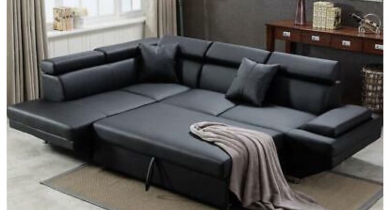 Contemporary Sectional Modern Sofa Bed -Black with