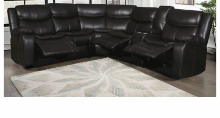 NEW Brown Leather Gel Sectional 3-Recliner Set