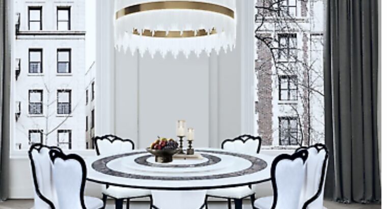 NEW White 1.5M Marble Dining Table w/ Chair