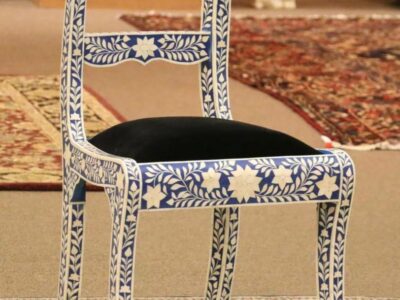 Bone Inlay Accent chair in Royal Blue finish
