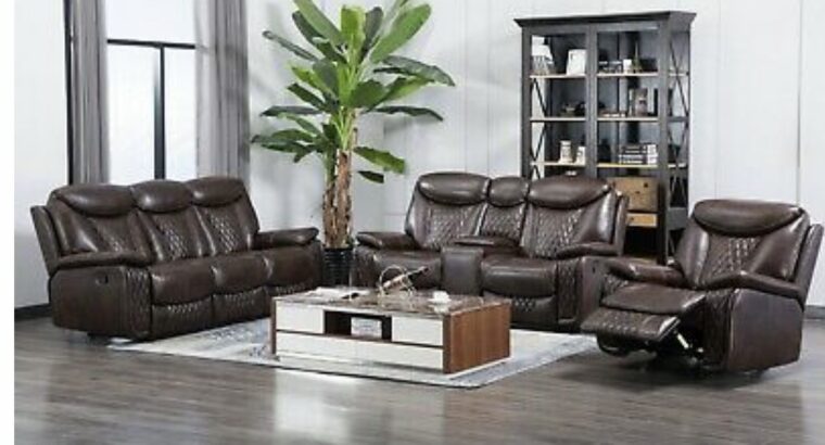 NEW Luxury 3PC Sofa Loveseat Chair Brown Leather
