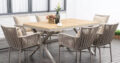 7Pcs Outdoor Metal Dining Table Set with 6 Woven