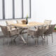 7Pcs Outdoor Metal Dining Table Set with 6 Woven