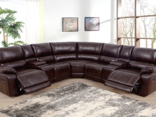 NEW Brown Leather 2-Seater Recliner Sectional w/ 4