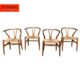 ICONIC 20thC FOUR WISHBONE DINING CHAIRS BY HANS J