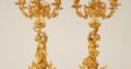French Victorian Candelabra gold gilt bronze a pai