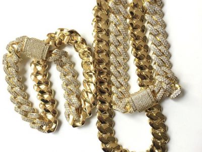 Cuban thick gold mix with diamond