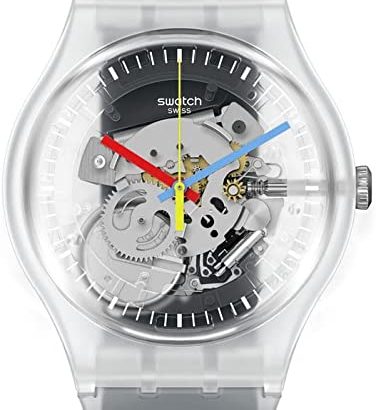Swatch Clearly Black Striped Watch.