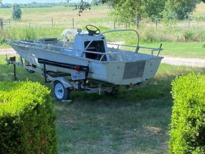 fishing boat with trailer BOAT, FISHING, OUTBOARD,